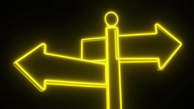 Neon Yellow Directional Sign Post