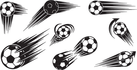 Naklejka premium Soccer balls moving with speed lines