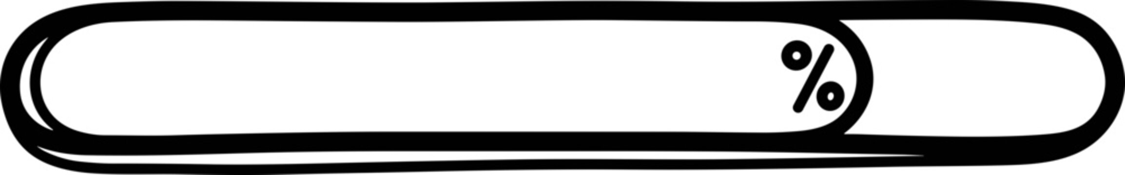 Progress bar with percentage symbol, loading status, data transfer, incomplete task, abstract concept