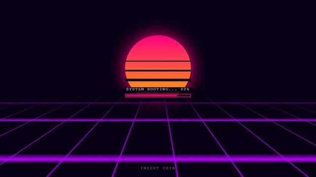 Retro Sunset Grid Synthwave Intro Animation