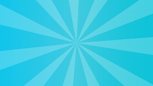 Blue comic background with rotating sunburst rays pop art style motion design retro dynamic cartoon loop backdrop for super hero text intro