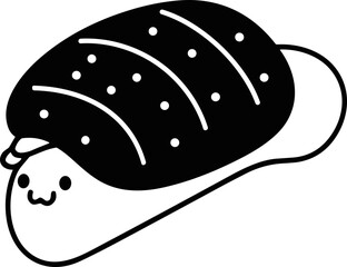 Cute cartoon snail with a patterned shell and smiling face, isolated on white background © Kampanggmu
