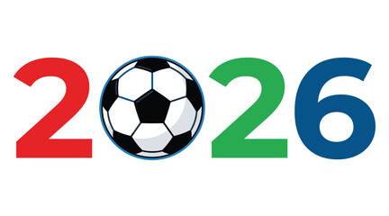 Obraz premium 2026 text with a soccer ball replacing the zero