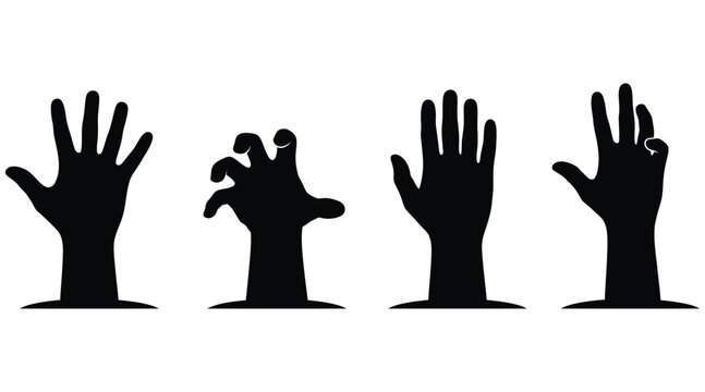 Set of zombie hand silhouettes