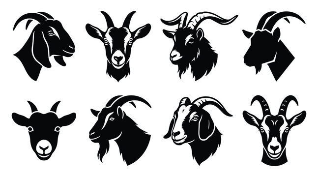 Set of goat head icons