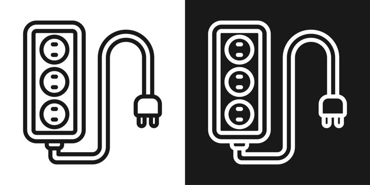 Power Extension Icon In Black And White Line Style