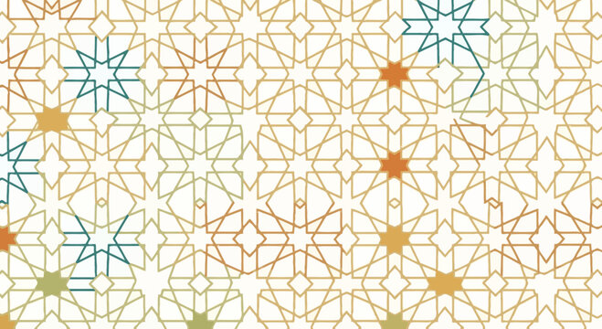 Geometric Islamic Pattern, Arabian Star Motif, Traditional Arabesque Design Background