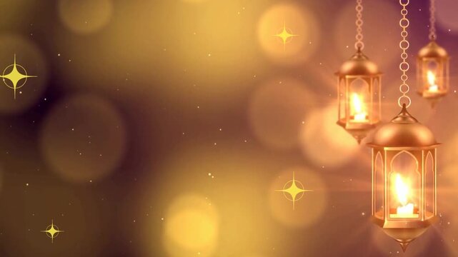 Islamic motion graphic featuring Ramadan lanterns and shimmering lights for festive Islamic celebrations and events