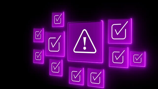 Error warning concept on the black background. Warning system for notification error and maintenance. Motion graphics of Incident, risk, contingency management. 4k video animation.