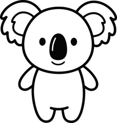 Cute cartoon koala drawing, simple outline, white background, adorable animal illustration © rebok