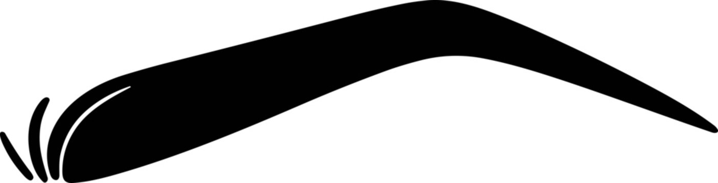 Black Eyebrow Silhouette with Hairs on White Background