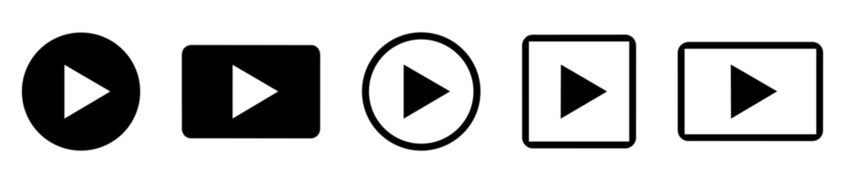 Play button icons for video players and media controls