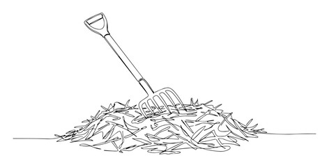 hay and pitchfork simple minimalist drawing with one thin line © Wieslaw