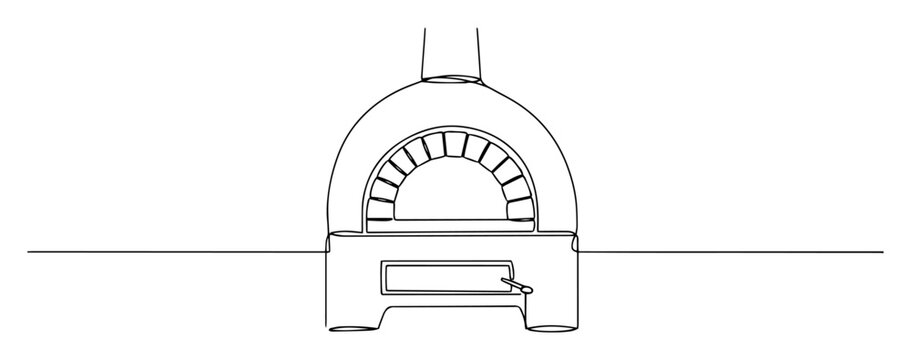 outdoor oven simple minimalist drawing with one thin line