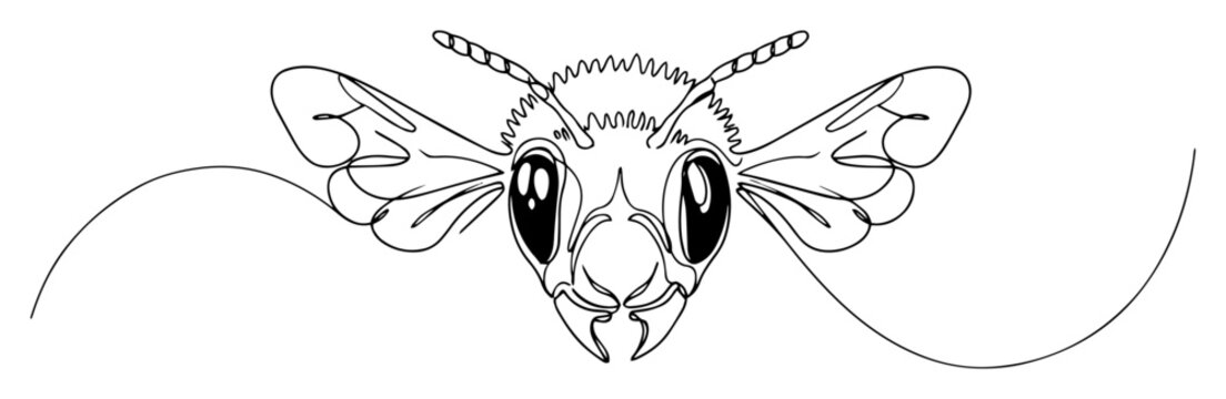 bee face front view line vector illustration