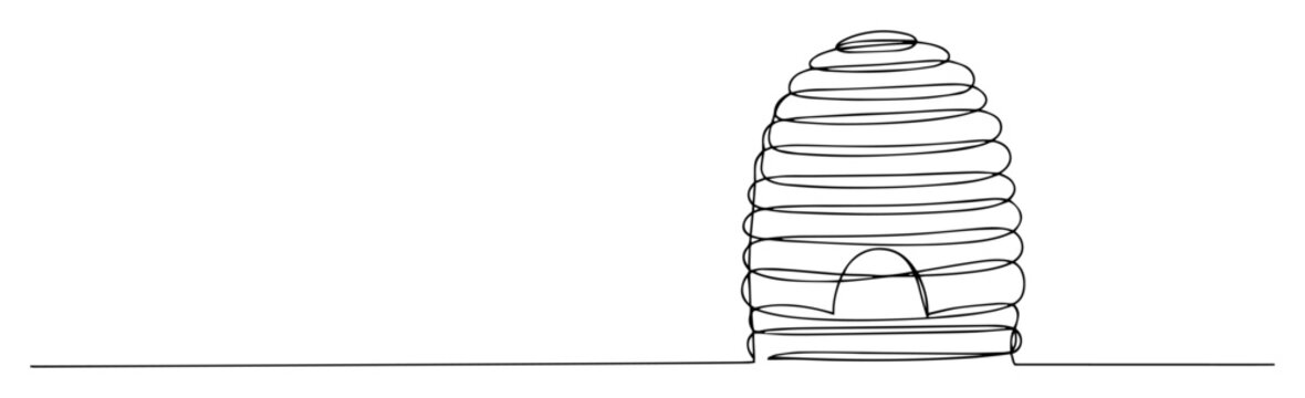 traditional beehive line vector illustration