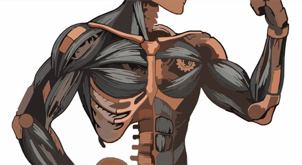 Iron Muscle and Bone Anatomy Vector Artwork with Copper Metallic Elements © Mst.Momtaz Begum