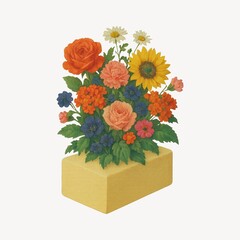 Obraz premium Vibrant floral arrangement illustration