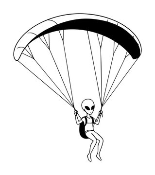 alien parachuting with open canopy