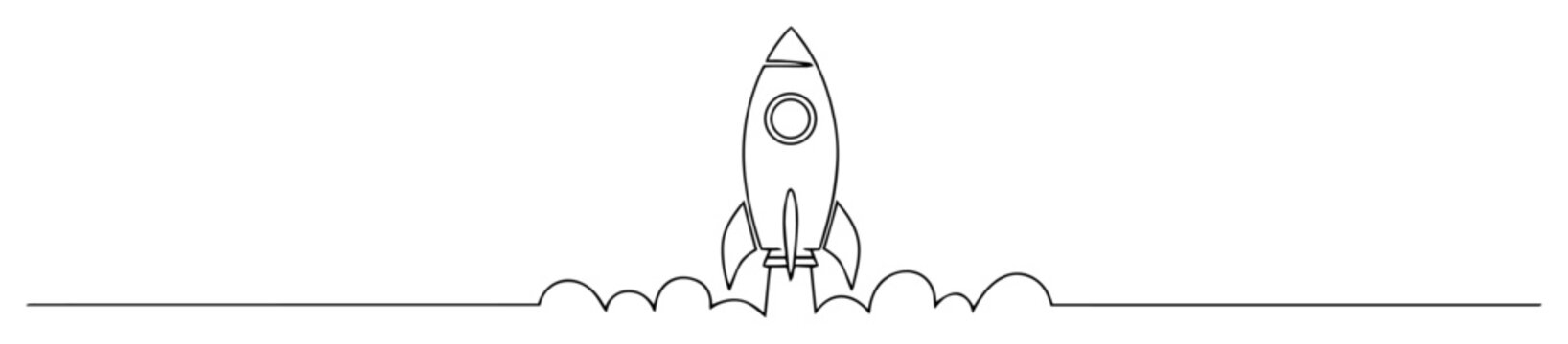 rocket launching minimal line drawing