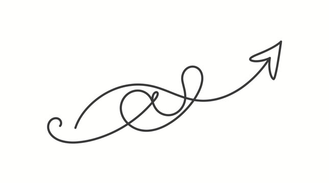 Hand drawn looping infinity style arrow pointing right