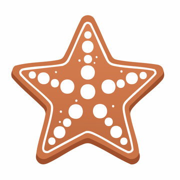Star Shaped Gingerbread Cookie with White Icing Dots