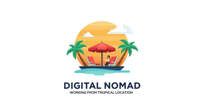 Digital Nomad Lifestyle Travel Logo.