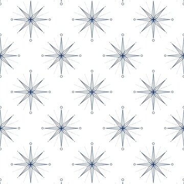 Repeating design features a compass rose outline on a white background.