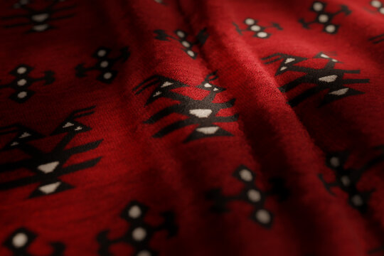 3D Rendering of a close-up shot of a creased Albanian Rug with traditional pattern