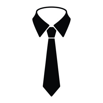 Necktie And Collar Silhouette On A White Background