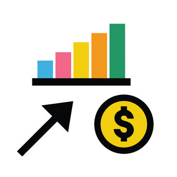 Financial growth icon with rising bar chart