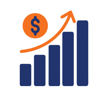 Financial growth icon with rising bar chart