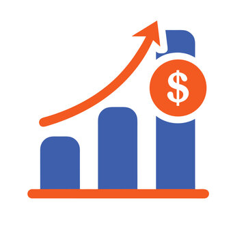 Financial growth icon with rising bar chart