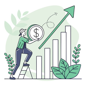 Financial growth icon with rising bar chart