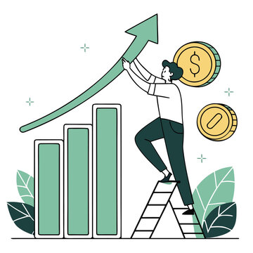 Financial growth icon with rising bar chart