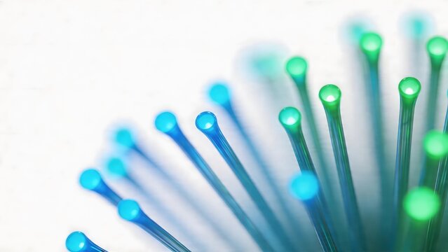 Closeup of colorful fiber optic strands