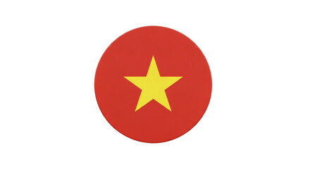 Obraz premium Vietnam Flag Circular Icon with Yellow Star on Red Background, Minimalist Flat Vector Style