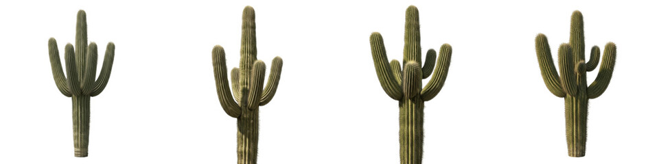 Set of Realistic Saguaro Cactus Plants, Isolated Desert Succulent Icons for Southwestern Landscape Design, Wild West Theme, Nature Illustration, Botanical Decor and Environmental Graphic Projects © DesireDoue