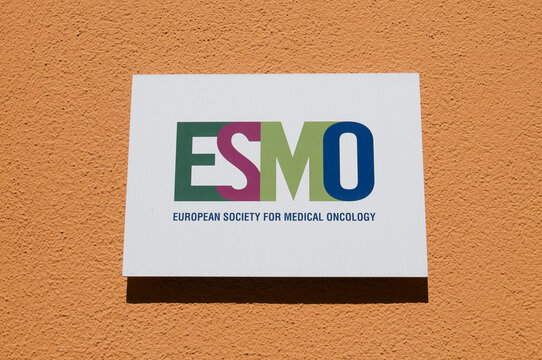 ESMO European Society for Medical Oncology Sign Logo on Wall Medical Editorial Concept
