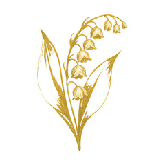 Obraz premium PNG Elegant golden floral illustration.