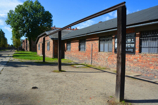 AUSCHWITZ BIRKENAU POLAND: Gallow for condemned prisonners of the German nazi concentration and extermination camp,  Here were exterminated 1.5 million people at the second world war