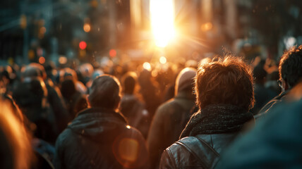 Obraz premium Urban Crowd at Sunset