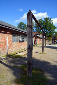 AUSCHWITZ BIRKENAU POLAND: Gallow for condemned prisonners of the German nazi concentration and extermination camp,  Here were exterminated 1.5 million people at the second world war