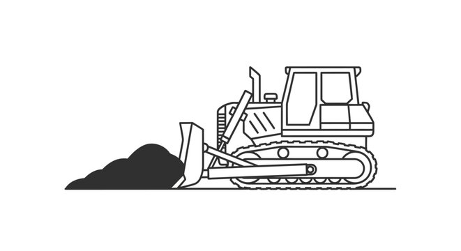 Bulldozer pushing a pile of dirt.