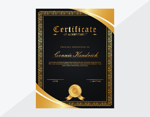 Naklejka premium Luxury Black and Gold Award Certificate Design