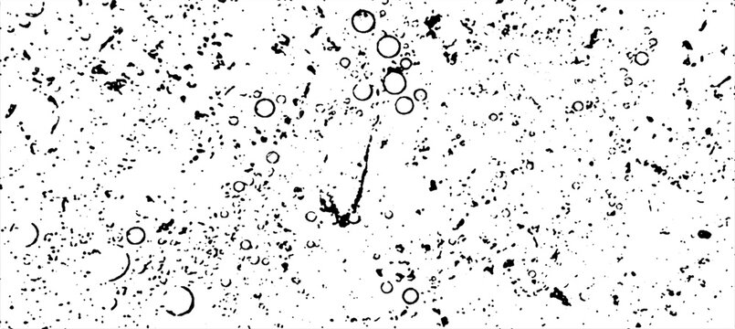 High-contrast monochrome abstract background featuring a gritty grunge overlay with boiling bubbles and liquid splatter. Detailed vector design ideal for weathered and rustic effects.
