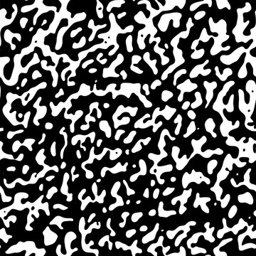Abstract monochrome seamless pattern featuring a fluid plush fabric or animal skin texture texture. High-contrast black and white vector design ideal for fashion textiles and apparel.