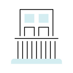 Fototapeta premium Balcony railing icon. Architecture and building facade line symbol. Color.