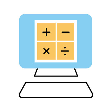 Calculator app icon. Business and accounting line symbol. Color.