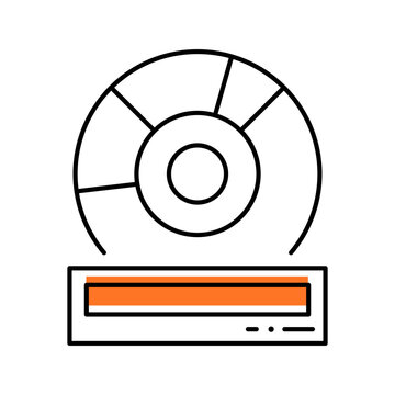 Cd rom icon. Technology and optical storage line symbol. Color.